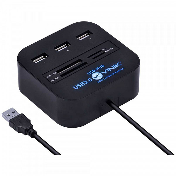 HUB Usb 2.0 com Leitor de Cartão SD, Micro SD, Ms, M2 e TF