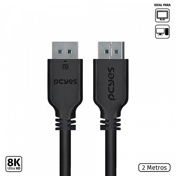 Cabo DisplayPort macho para DisplayPort macho - 2 metros v1.2 - pdpm-2