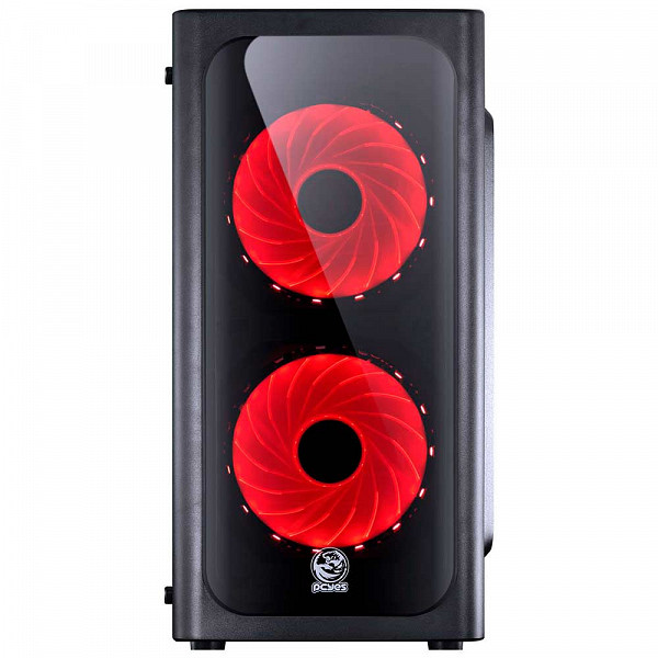 Gabinete Gamer PCYes Venus sem Fonte, Mid Tower, USB 3.0, 2 Fans LED Vermelho, Preto com Lateral em Acrílico - VENPTVM2FCA