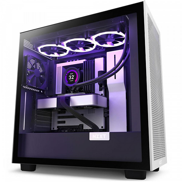 Gabinete NZXT H7 Flow, Mid Tower, ATX, Lateral em Vidro Temperado, 2x Fans, Preto e Branco - CM-H71FG-01