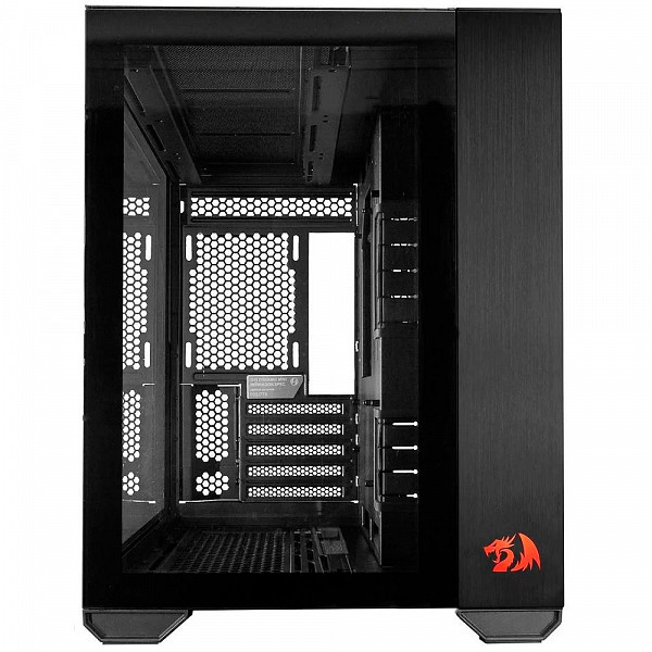 Gabinete Gamer Lian Li O11 Dynamic Mini Redragon Edition, Mid Tower, Vidro Temperado, ATX, Black, Sem Fonte, Sem Fan, O11DMINI-RD-X
