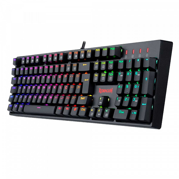 Teclado Gamer Redragon Surara PRO, RGB, Preto, Switch Óptico Marrom