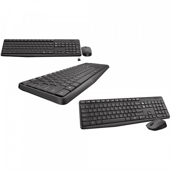 Teclado e Mouse Logitech MK235 Sem Fio Resistente à Água Preto ABNT2