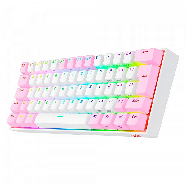 Teclado Mecânico Gamer Redragon Draconic Pro, RGB, Switch Brown, USB, Bluetooth, ABNT2, Branco e Rosa - K530WP-RGB-PRO (PT-BROWN)