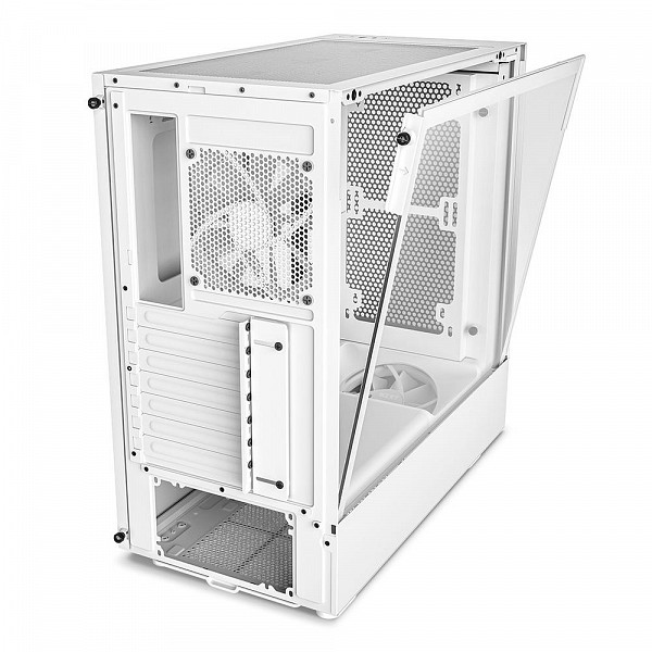 Gabinete NZXT H5 Flow Compact, Mid Tower, RGB, ATX, Lateral e Frontal em Vidro Temperado, 2x Cooler Fan, Branco - CC-H51FW-01