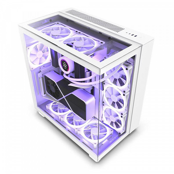 Gabinete Gamer NZXT H9 Elite, Mid Tower, RGB, ATX, Lateral, Frontal e Topo em Vidro, Branco - CM-H91EW-01