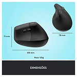Mouse Sem Fio Logitech Lift, 4000 DPI, 6 Botões, Bluetooth, Ergonômico, USB, Grafite - 910-006466