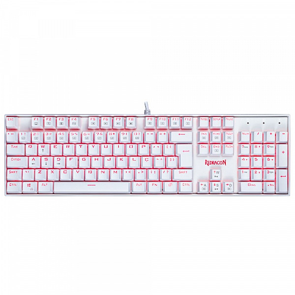Teclado Mecânico Gamer Redragon Mitra Lunar K551W, Switch Azul, ABNT2, Branco