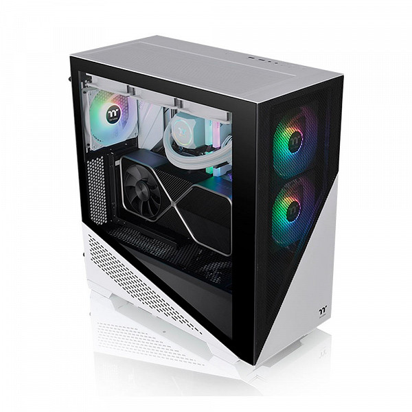Gabinete Gamer Thermaltake Divider 370 TG ARGB Snow, Mid Tower, Vidro Temperado, Sem Fonte, 3 fans ARGB de 120 mm, Branco, CA-1S4-00M6WN-00