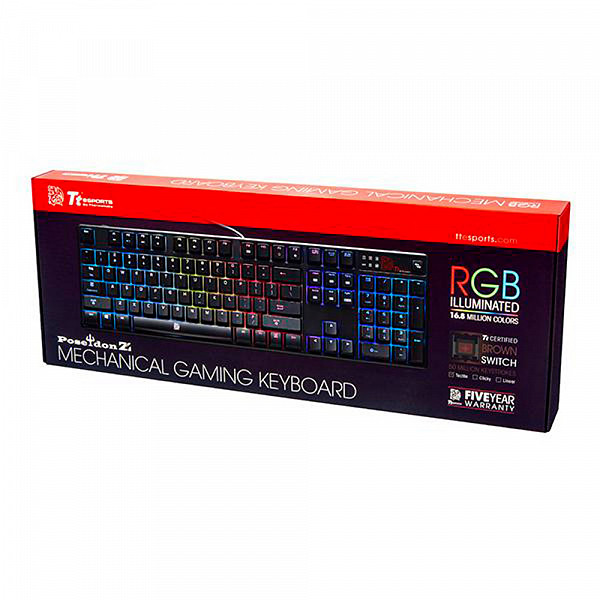 Teclado Gamer Thermaltake TT Sports Poseidon Z RGB Brown Axis - KB-PZR-KBBRUS-01