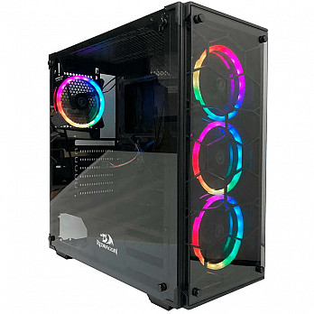 Gabinete Gamer Redragon Wheel Jack Vidro Temperado Black Gc-606bk