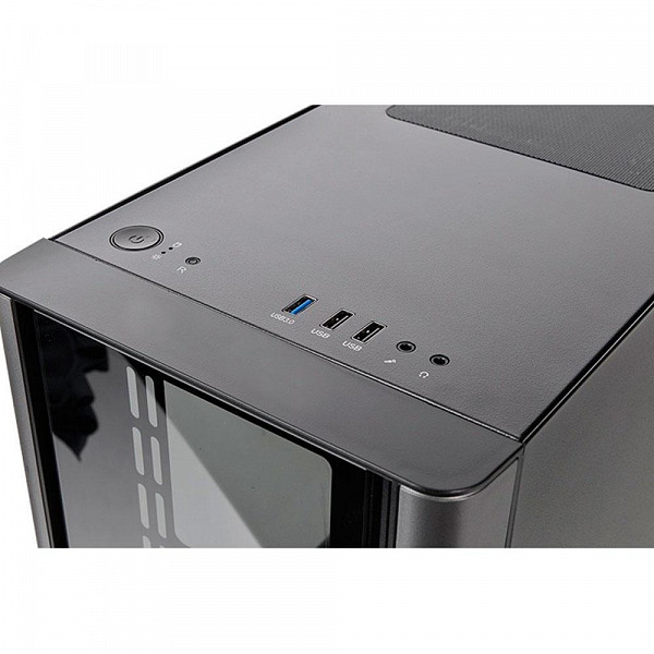 Gabinete Gamer Thermaltake V150 TG, Mini Tower, Vidro Temperado, Sem Fonte, Com 1 Fan, Black, CA-1R1-00S1WN-00