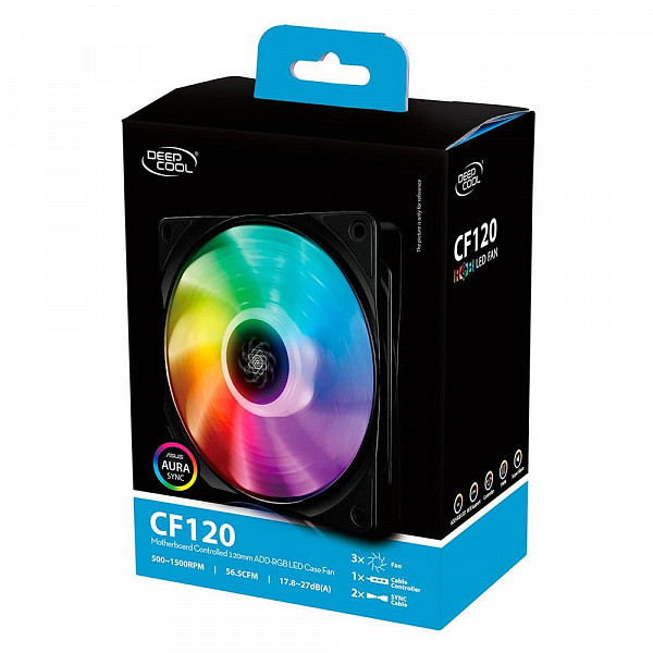 Kit Cooler DeepCool CF 120 com 3 Unidades, RGB, 12cm - DP-FA-RGB-CF120-3