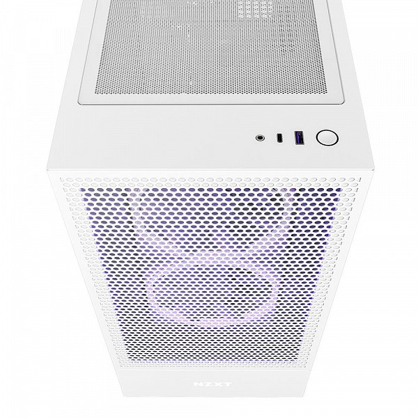 Gabinete NZXT H5 Flow Compact, Mid Tower, RGB, ATX, Lateral e Frontal em Vidro Temperado, 2x Cooler Fan, Branco - CC-H51FW-01