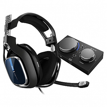 Headset ASTRO Gaming A40 TR + MixAmp Pro TR Gen 4 com Áudio Dolby - Compatível com PS4, PC, Mac - Preto/Azul - 939-001791