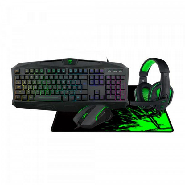 Combo Gamer T-dagger Legion 4 Em 1, Teclado, Mouse, Headset E Mousepad, T Tgs003 Pt