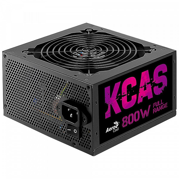 Fonte Aerocool ATX 800W, 80 Plus Bronze, não-modular, PFC Ativo, bivolt automática, sem LED/RGB, com cabo KCAS-800W