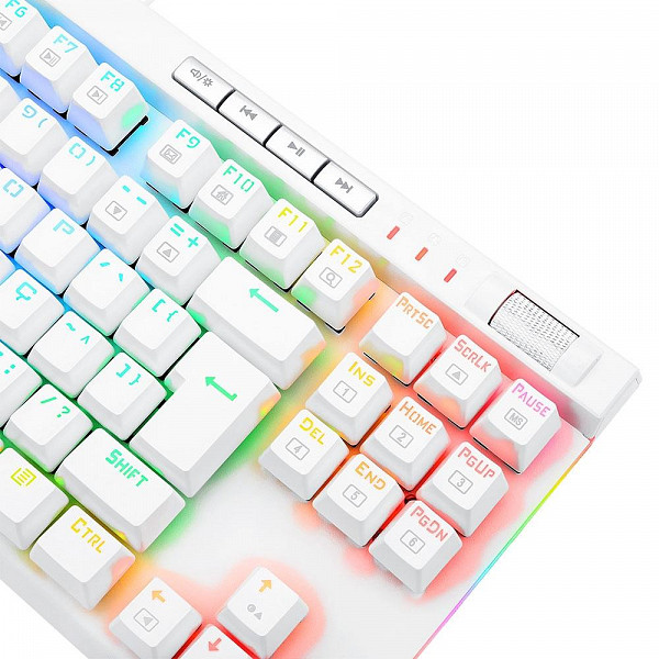 Teclado Óptico Gamer Redragon Magic-Wand PRO RGB, RGB, Switch Vermelho, ABNT2, 12 Teclas Multimídia, Branco - K587W-RGB-PRO (PT-RED)
