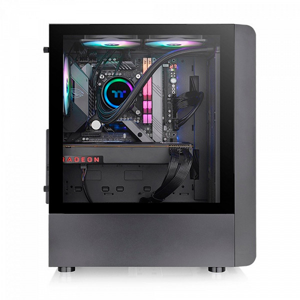 Gabinete Gamer Thermaltake S200 TG ARGB, Mid Tower, Vidro Temperado, ATX, Black, Sem Fonte, Com 3 Fans, CA-1X2-00M1WN-00