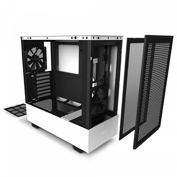 Gabinete Gamer NZXT H510 Flow, MId Tower, RGB, com FAN, Lateral em Vidro Temperado, Branco - CA-H52FW-01