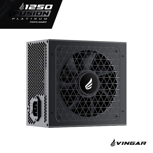 Fonte Gamer VINGAR Fusion 1250W Platinum, 1250W, Teclab Extreme, Modular, PFC Ativo, Com Cabo, Preto