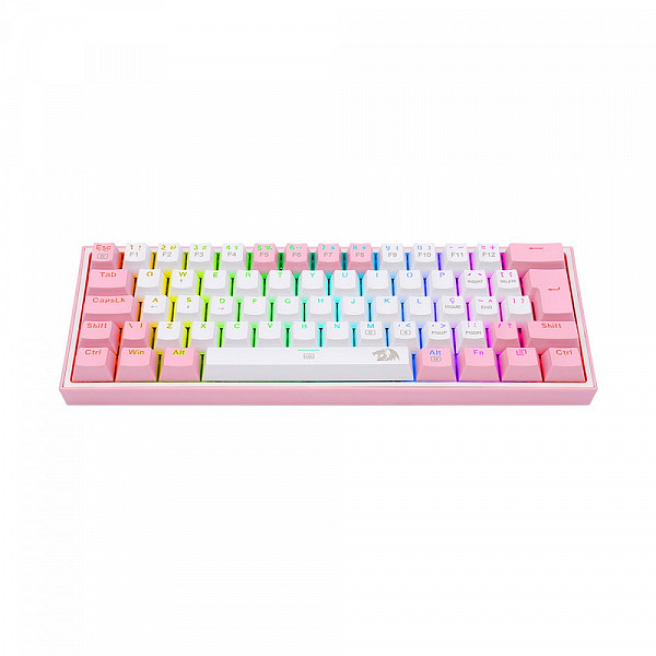 Teclado Mecânico Gamer Redragon Fizz, Switch Blue, ABNT 2, White/Pink, K617-RGB-WP