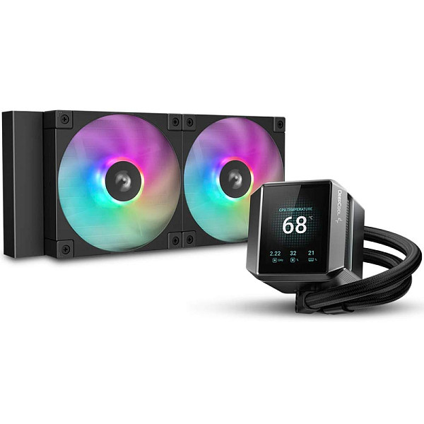 Water Cooler DeepCool Mystique 240 ARGB, 240mm, Display LCD, Intel-AMD, Black, R-LX550-BKADSNC-G-1