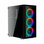 Gabinete Gamer Aerocool Quartz Revo ARGB, Com 3 Fans, Mid Tower, Vidro Temperado, Black, S-Fonte