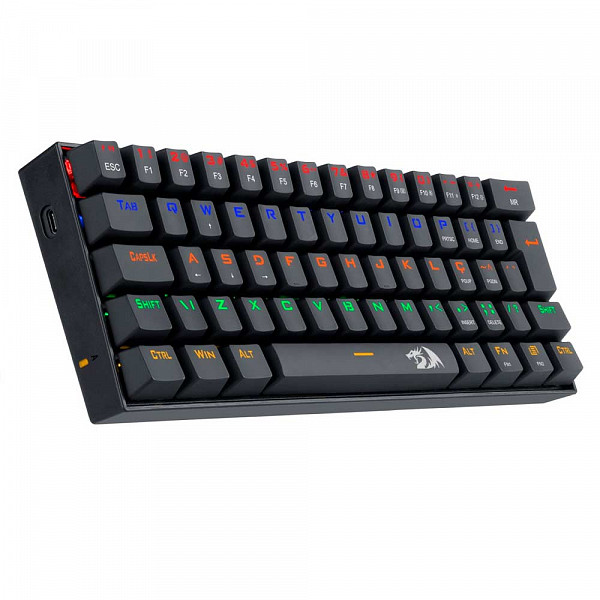 Teclado Gamer Mecânico Redragon Lakshmi, ABNT2, 61 Teclas, Switch Blue, K606R