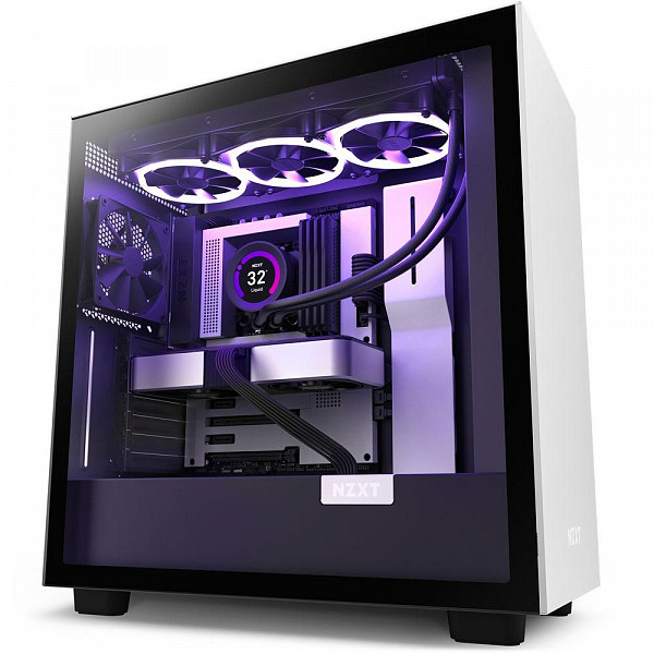 Gabinete NZXT H7, Mid Tower, ATX, Lateral em Vidro Temperado, 2x Fans, Preto e Branco - CM-H71BG-01