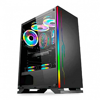 Gabinete BlueCase BG-028 RGB Lateral Acrilico Preto BG028GCASE