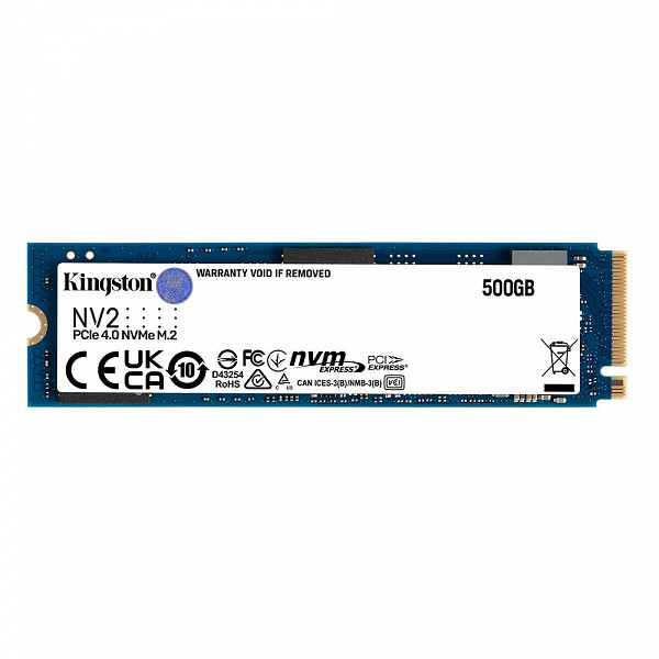 SSD 500 GB Kingston NV2, M.2 2280 PCIe, NVMe, Leitura: 3500 MB/s e Gravação: 2100 MB/s - SNV2S/500G