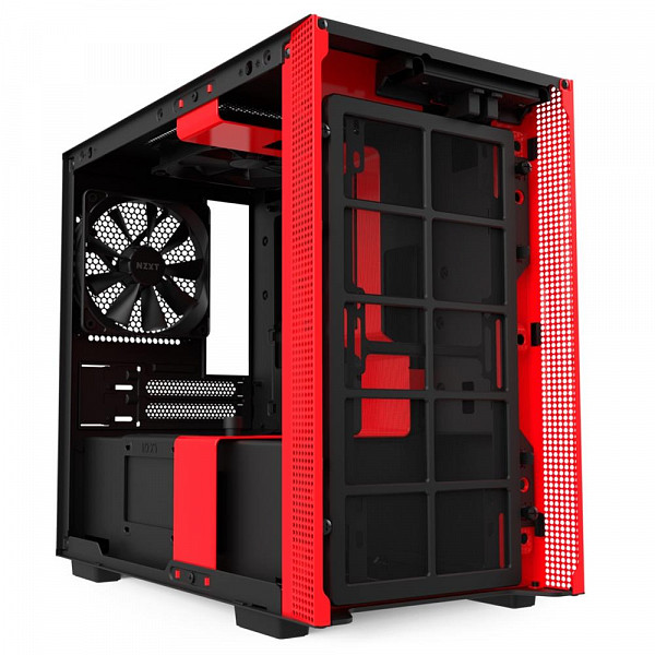 Gabinete Gamer NZXT H210, Mini Tower, com FAN, Lateral em Vidro, Preto/Vermelho - CA-H210B-BR