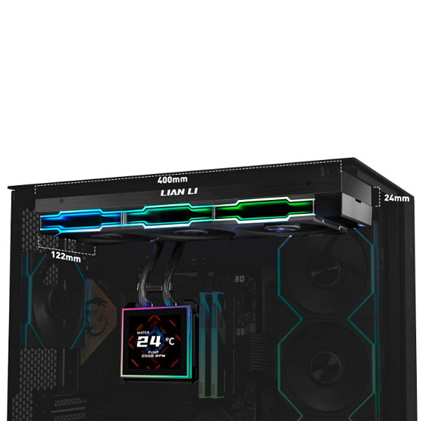 Water Cooler Lian Li Hydroshift II LCD-S 360TL Preto - GHS2LCDS36TB
