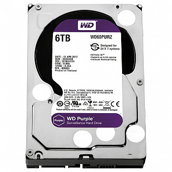HD WD SATA 3,5´ Purple Surveillance 6TB IntelliPower 64MB Cache SATA 6.0Gb-s - WD60PURZ