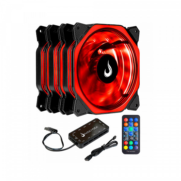 Cooler Fan Rise Mode RGB Aura, 3 Unidades, 120mm, Preto - RM-AU-02-RGB
