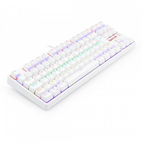 Teclado Mecanico Gamer Redragon Daksa Lunar White, Rainbow, USB, Switch Red, Compacto, ABNT2, Branco - K576W-R (PT-RED)