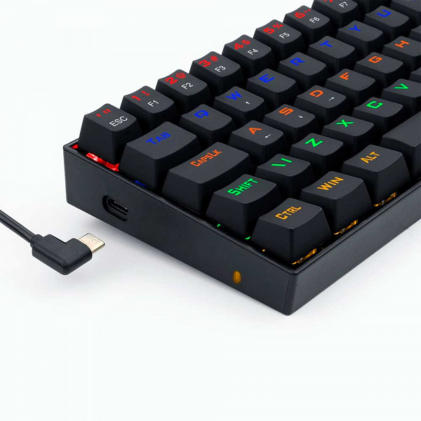 Teclado Gamer Mecânico Redragon Lakshmi, ABNT2, 61 Teclas, Switch Blue, K606R