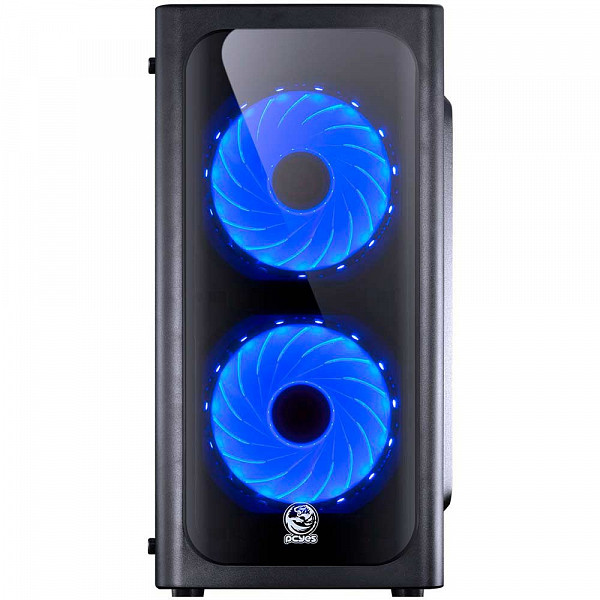 Gabinete Gamer PCYes Venus sem Fonte, Mid Tower, USB 3.0, 2 Fans LED Azul, Preto com Lateral em Acrílico - VENPTAZ2FCA