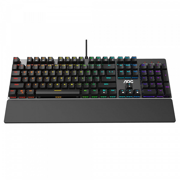 Teclado Mecânico Gamer AOC GK500, RGB, Switch Outemu Blue, ABNT2 - GK500D84B