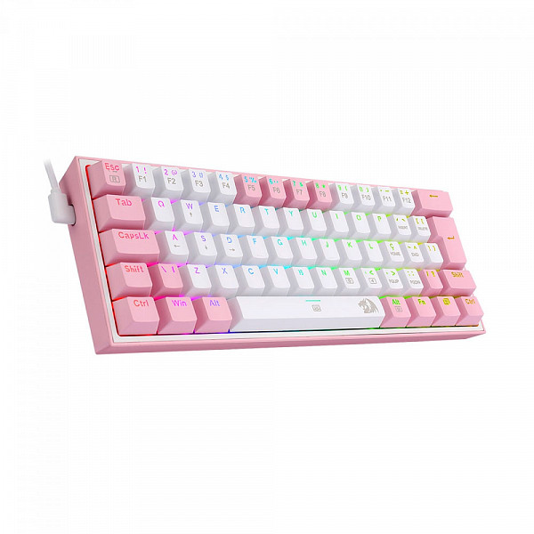 Teclado Mecânico Gamer Redragon Fizz, Switch Blue, ABNT 2, White/Pink, K617-RGB-WP