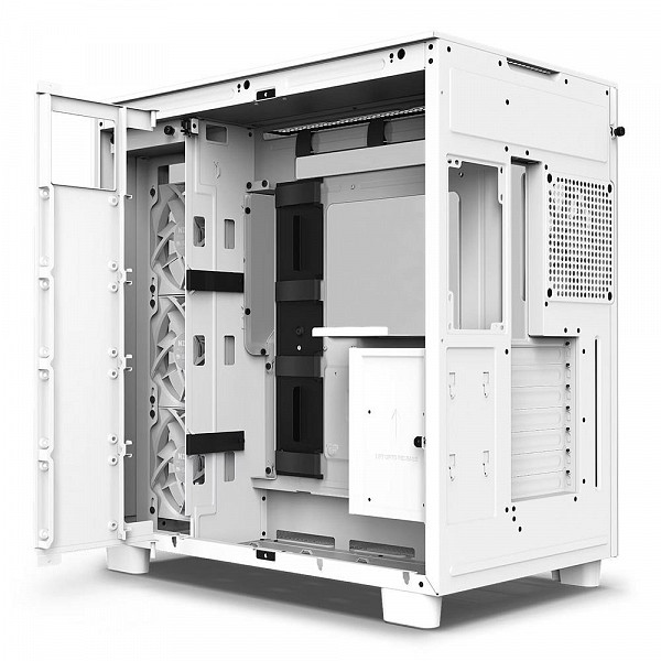 Gabinete Gamer NZXT H9 Flow, Mid Tower, ATX, Lateral e Frontal em Vidro, Branco - CM-H91FW-01