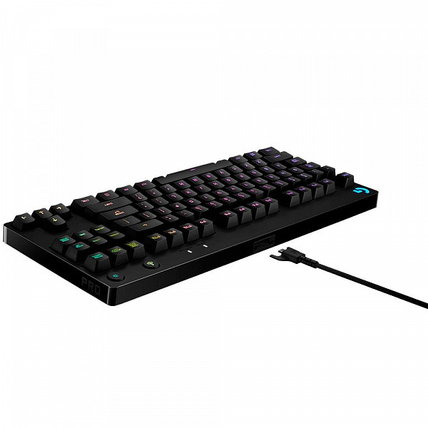 Teclado Mecânico Gamer Logitech G PRO, RGB, Design Tenkeyless, Switch GX Clicky Azul, US - 920-009388