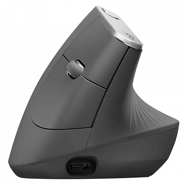 Mouse Logitech MX Vertical Sem Fio Recarregável Tecnologia Flow Unifying Cinza 4000DPI - 910-005447