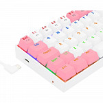 Teclado Mecânico Gamer Redragon Lakshmi, Rainbow, Switch Blue, ABNT2, Branco e Rosa - K606WP-R (PT-BLUE)
