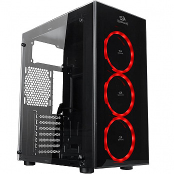 Gabinete Gamer Redragon Thundercracker, Mid Tower, Com 3 Fans RGB, Vidro Temperado, Black, S-Fonte, GC-605