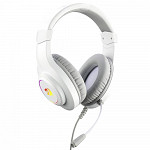Headset Gamer Redragon Hylas Lunar White Drivers 50mm Controle de Volume RGB Branco USB + P2 Com Microfone - H260-W