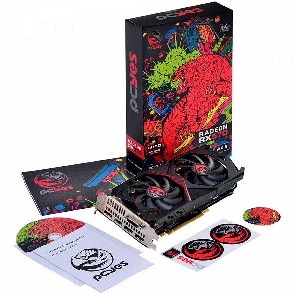 Placa de Vídeo PCyes AMD Radeon RX 570 4GB GDDR5 256 Bits Dual-Fan Graffiti Series - PJ570RX256GD5