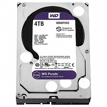 HD WD Purple Surveillance, 4TB, 3.5´, SATA - WD40PURZ