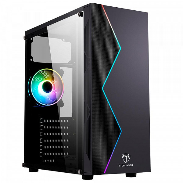 Gabinete Gamer T-Dagger RGB, Mid Tower, Lateral em Acrílico, Preto - TGC-P03B